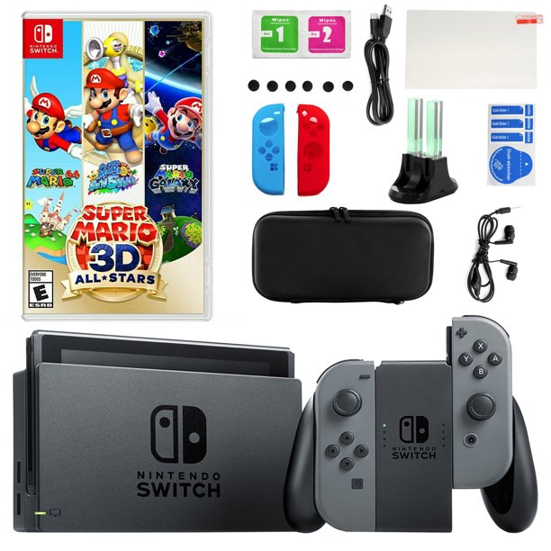 Nintendo Switch in Gray with Super Mario All Star 3D Game and