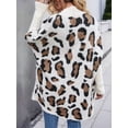 thumbnail image 5 of Women'S Y2k Open Front Knitted Sweater Leopard Print Long Batwing Cardigan Fall Winter Loose Coat Beige M, 5 of 9