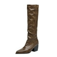 thumbnail image 5 of Mostsola Knee High Boots Women Slouchy Square Toe Heel Mid Calf Boots Pull on Fall Boots, 5 of 7