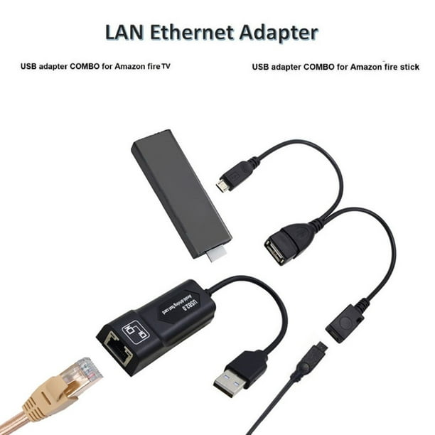 Adaptateur Ethernet LAN pour  FIRE TV 3 ou STICK GEN 2 ou 2 arrête la  mise en mémoire tampon