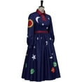thumbnail image 4 of Elegant Printed Blue Dress Solar System Long Sleeves Dress, 4 of 7
