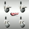 thumbnail image 2 of 3 Inch 316SS Thermoplastic Rubber Swivel 1-1/8 Inch Stem Caster Set 2 Lock Brake, 2 of 2