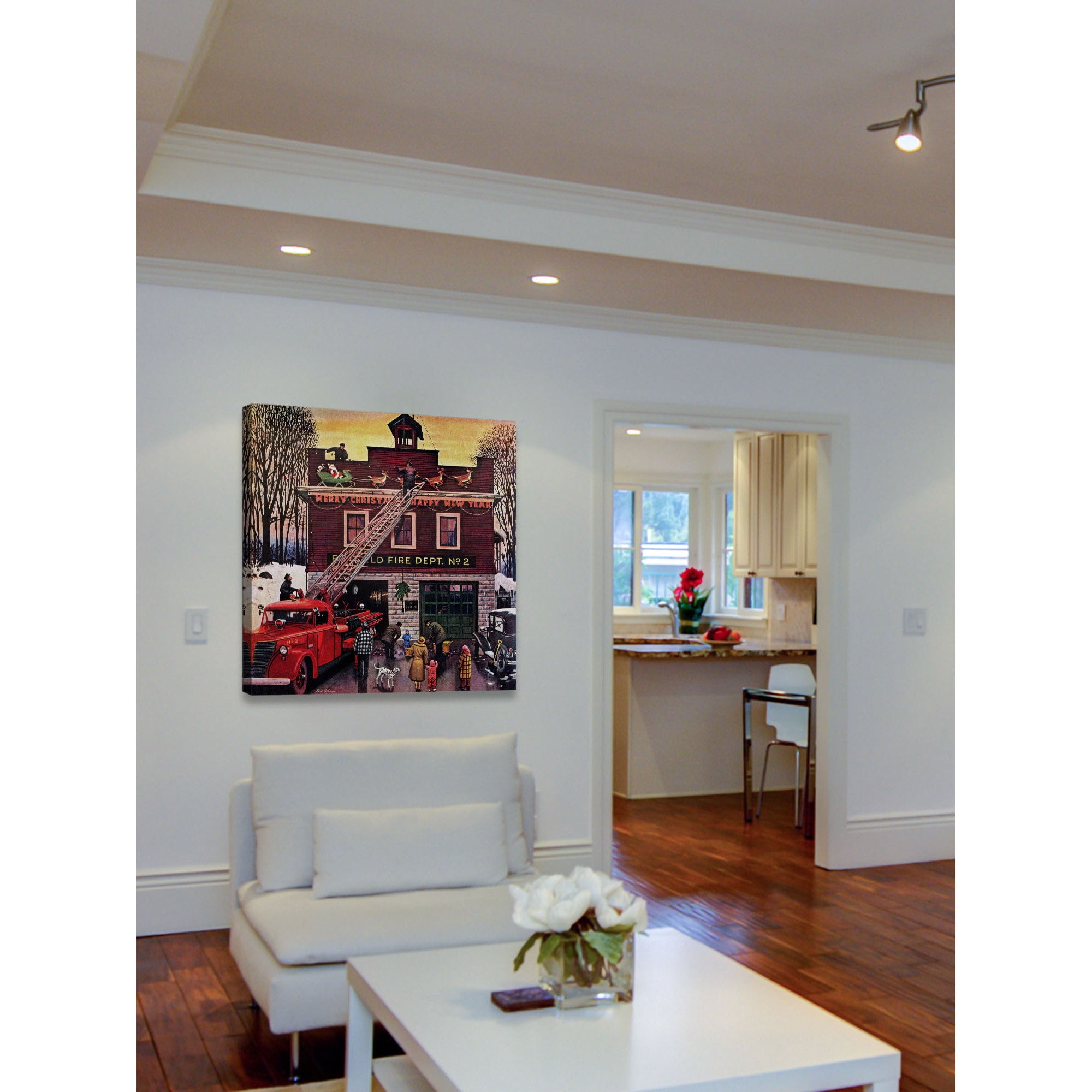 Marmont Hill "Christmas at the Fire Station" by Stevan Dohanos Painting Print on Canvas