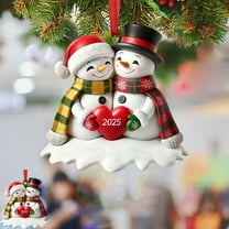 Taicans Christmas Tree Ornament - 2 Snowmen Holding Heart - 3in Acrylic Holiday Decor - Unique Christmas Tree Hanging Ornament - Festive Snowman Decorations for Christmas Tree - Cute Holiday Gift