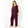 thumbnail image 3 of Catherines Women's Plus Size Petite Beaded 3-Piece Cardigan Pant Suit, 3 of 4