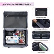 Rolling Craft Bag,Large Rolling Teacher Tote Bag with Laptop Compartment,Detachable Dolly,Roller Scrapbook Tote Bag Sewing Machine Storage Tote for Women,Craft,Teaching,Office, 5 Wheels, 17.3