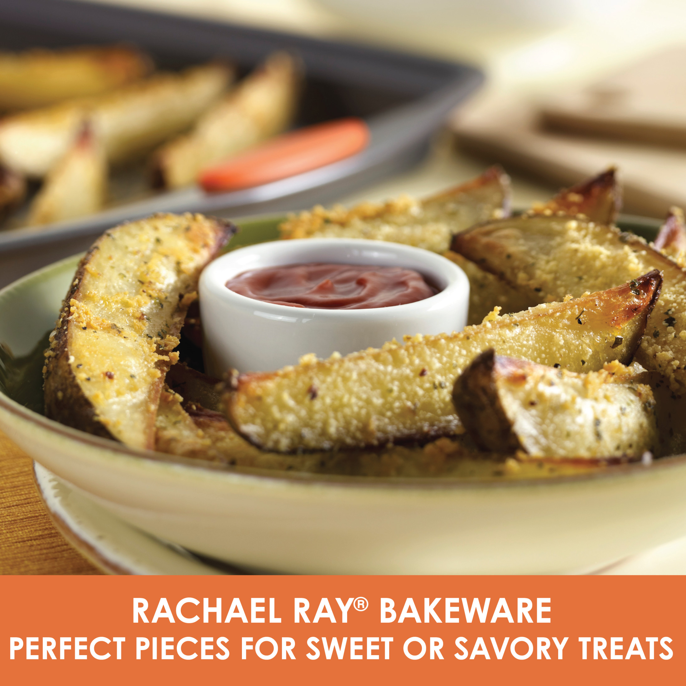 Rachael Ray 5-Pieces Yum-o! Nonstick Bakeware Baking Pans Set, Gray and Orange - image 2 of 8