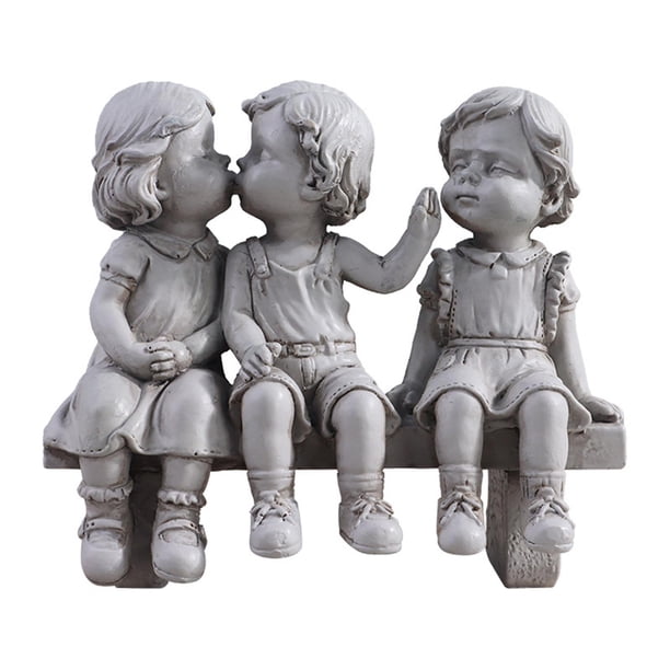 Estatua decorativa de jardín, figura en miniatura, arte artesanal, adorno decorativo para exteriores, estatua de niños para patio, porche y