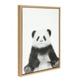 thumbnail image 2 of Kate and Laurel Sylvie Panda Animal Print Black and White Portrait Framed Canvas Wall Art by Simon Te Tai, 18x24 Natural, 2 of 6