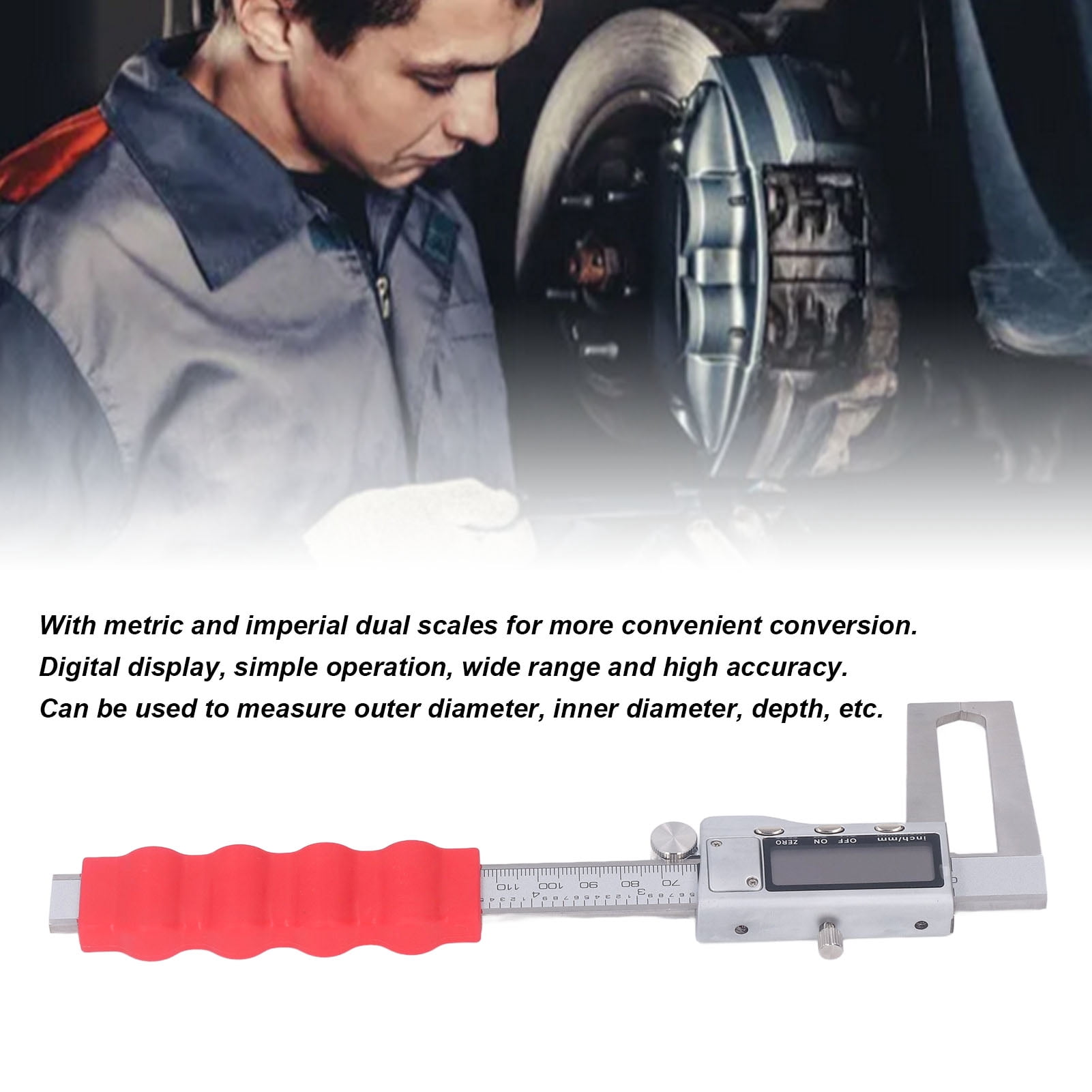 NFTIGB Digital Vernier Caliper 0-150mm 0-6 Inches Dual Scale Stainless Steel Precision Measuring Tool with Extra Large LCD Display for Woodworking DIY Industrial Accurate Measurement