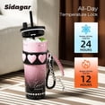 thumbnail image 3 of Sidagar 24 oz Gift Travel Mug for Women and Couples Stainless Steel Double-Walled Tumbler with Straw Lid, Pink, 3 of 9