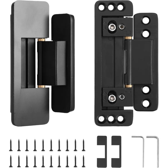 SONGAUN 1 Pair Hidden Door Hinges, Ultra-Thin Adjustable Concealed Hinges for Secret Doors, Pantries & Closets, Heavy Duty Invisible Design