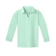 thumbnail image 4 of Inglocry Girls' Shirts Long Sleeve School Uniform Casual Solid Color V Neck Pullover Top Mint Green 120, 4 of 4
