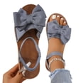 thumbnail image 3 of FRSASU Women's Bow Flat Sandals Dressy Open Toe Ankle Strap Summer Vacation Slides Shoes Gray, 3 of 7