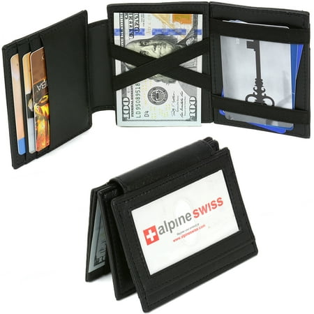 - Men's Leather Magic Wallet ID Window 9 Card Slots 2 Sided Billfold