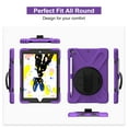 thumbnail image 5 of iPad 10.2 Case, iPad 8th Generation 2020 Case, iPad 7th Generation 2019 Case, Dteck Heavy Duty Rugged 3 Layer Full Body Protection Case Kickstand with Shoulder Strap, 360 Rotation Handle, Purple, 5 of 8
