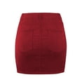 thumbnail image 4 of FashionMille Women Solid Corduroy Comfy High Waist Pocket A Line Mini Skirt, 4 of 5