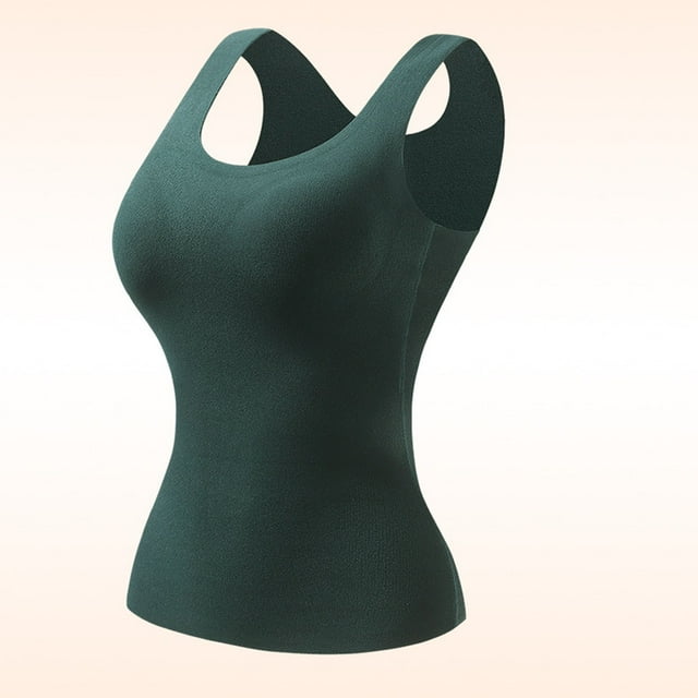 Ropa interior térmica Tops de moda para mujer de invierno sin mangas de cuello redondo cómodas camisetas sin mangas lisas regulares blusa de poliéster para mujer