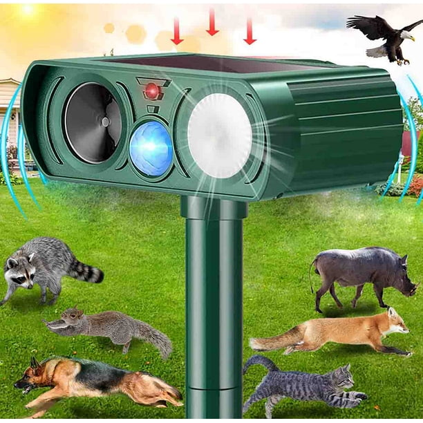 Solar Animal Repeller, Ultrasonic Repellent, Motion Detection, LED Flashing  Light, Dog, Cat Repellent, Squirrel, Raccoon, Skunk, Rabbit, Rodent, Fox,  Deer, etc. 