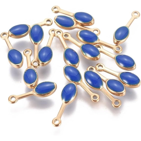 10Pcs Teardrop Stainless Steel Enamel Charms Pendant Jewel Accessories for Women Elegant Personalized Jewelry Making Golden Royal Blue 13.5x4x3mm Hole: 1mm