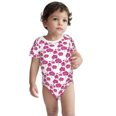 

Haiem Orchids Flowers Printed Unisex-Baby Short Sleeve Onesies Bodysuits Unisex Babies Snap-Up Rompers-6 Months