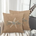 thumbnail image 5 of Set of 2 Linen Throw Pillow Cover Seas Day Vintage Beach Starfish Canvas Look Coastal Decorative Pillow Case Whimsical Home Decor Rectangle Queen Size 18x18 Inch Cushion Pillowcase, 5 of 6