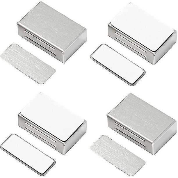 Imán adhesivo para puerta de armario, paquete de 4 cierres magnéticos para puerta, actualizados, sin tornillos, sin perforación, para armario de cocina, cierre magnético fuerte