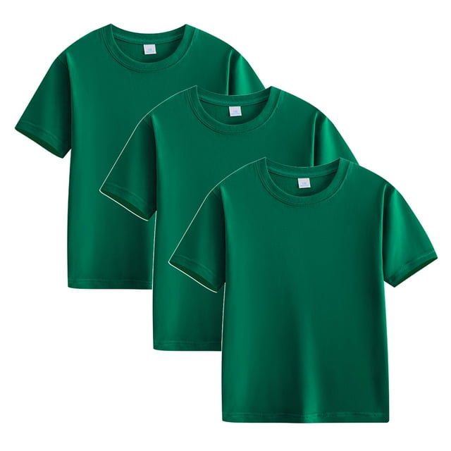 MeetoTime Lot de 3 T-Shirts en Coton pour Garçons et Filles Couleur Unie Col Rond Manches Courtes Basiques Hauts d'Été pour Enfants