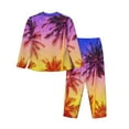 thumbnail image 2 of Junzan Palm Trees At Sunset Print Womens Pajama Sets,Long Sleeve Button Down For Women Pjs 2 Piece, 2 of 9