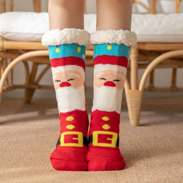 Jusqu'à 10 $ Bas Rouges d'Hiver Chaussettes de Noël Chaussettes de Sol Chaussettes de Neige Chaussettes Lune Chaussettes en Peluche en Velours Corail pour Enfants Chaussettes de Maison pour Dormir Chaussettes de Tapis Couvre-Jambes