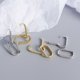 thumbnail image 5 of 2 pares de aretes desmontables de metal simples de estilo ovalado geométrico dorado + plateado, 5 of 5
