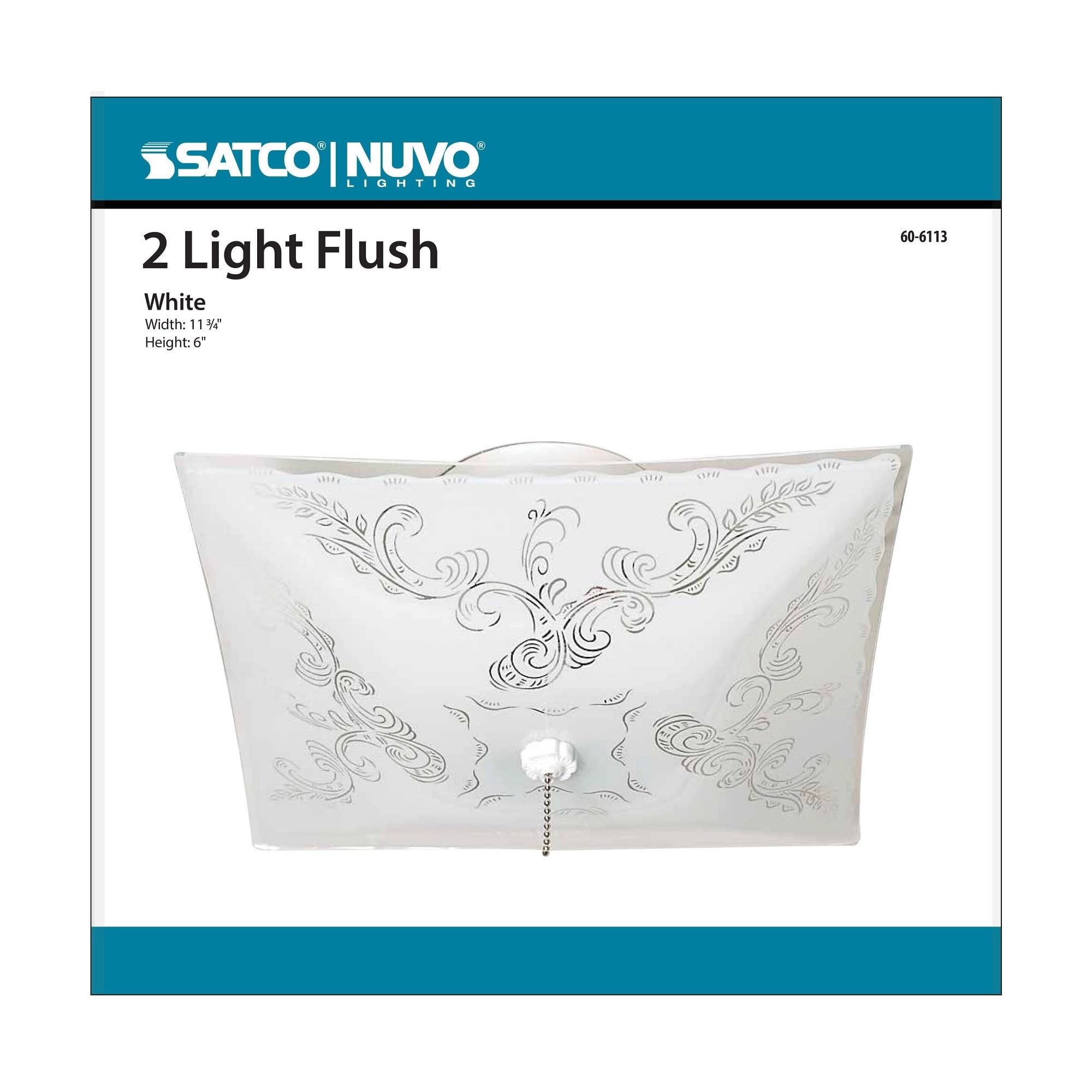 60/6113-Nuvo Lighting-2 Light Square Flush Mount with Pull Chain-11.75 Inches Wide by 4.75 Inches High