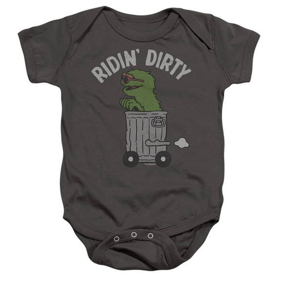 Sesame Street Oscar Ridin Dirty Unisex Infant Snap Suit for Baby, Charcoal, Large
