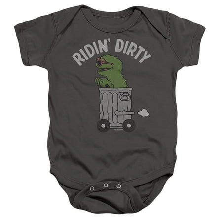 Sesame Street Oscar Ridin Dirty Unisex Infant Snap Suit for Baby, Charcoal, Large