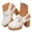 White, variant on Women's Closed Toe Chunky Heel Sandals Slip on Platform Slingback Pumps Buckles Dressy Summer Casual Hollow out Wedge Slide Sandal Beige Size 7