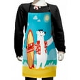 thumbnail image 1 of Sea Animals Kids Apron, Polar Bear with I Love Summer Surfboard Taking Selfie at Beach Comic Fun Art, Boys Girls Apron Bib with Adjustable Ties for Cooking Baking Painting, Aqua Yellow, by Ambesonne, 1 of 2