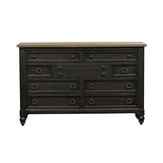 Liberty Furniture Industies, INC 9 Drawer Dresser - Black Traditional Multi in Dusty Taupe