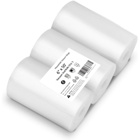 [2024 ] 6" x 50' 3 Rolls, Vacuum Sealer Rolls Bags for ,  for  Storage, Sous Vide and Meal Prep,  Lite