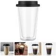 thumbnail image 4 of Double Wall Glass Coffee Mug with Silicone Lid Cappuccino Mug Coffee Cup Milk Tea Water Cup, 4 of 5