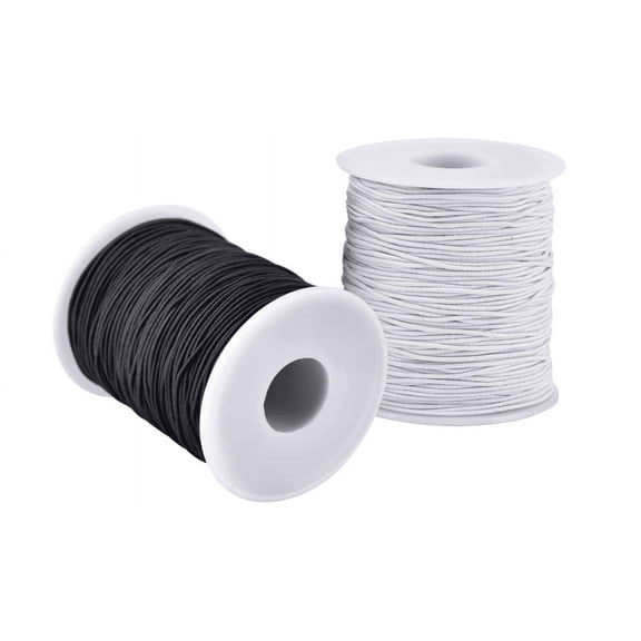 Elastic String for Bracelets, 2 Rolls 1 mm Sturdy Stretchy Elastic Cord for Jewelry Making, Necklaces, Beading.（Black White)