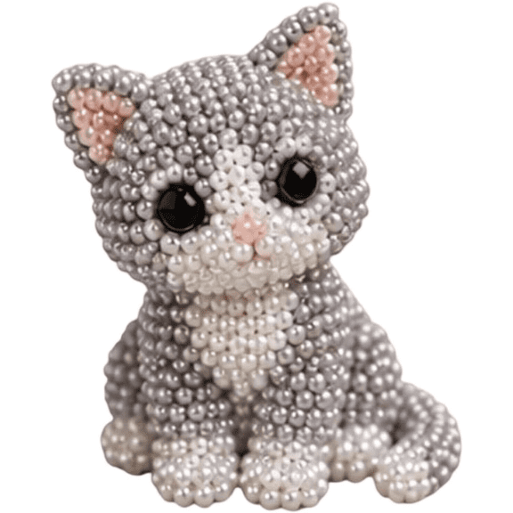 DIY Cat Beading Craft Kit, Cute Mini 3D Beaded Animal Kit, 3D Cat Figurine Handmade Animal Jewelry Art Kit, Creative DIY Craft Supplies