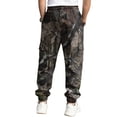 thumbnail image 3 of Men's Camo Baggy Cargo Pants Maple Leaf Print Elastic Waist Tapered Cargo Jogger Sweatpants with Flap Pockets Straight Wide Leg Joggers Casual Fashion Y2k Loose Fit Workout Streetwear,Dark Green S, 3 of 4