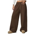 thumbnail image 2 of Deago Women's Fleece Lined Sweatpants Wide Leg Thermal Winter Warm Drawstring Baggy Sweat Pants with Pockets (Coffee, S), 2 of 9