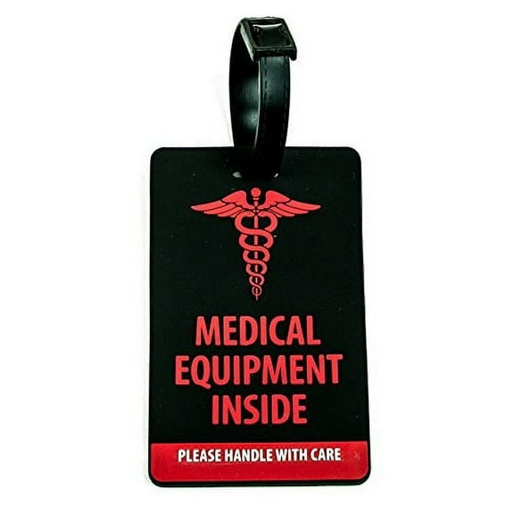 Shacke Medical Equipment Luggage Tag for Respiratory Devices (Black / Vertical)