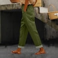 thumbnail image 2 of kaondbfi Cotton Linen Pants Women Summer Casual Straight Leg Pants Elastic Waist Beach Trousers with Pockets, 2 of 8