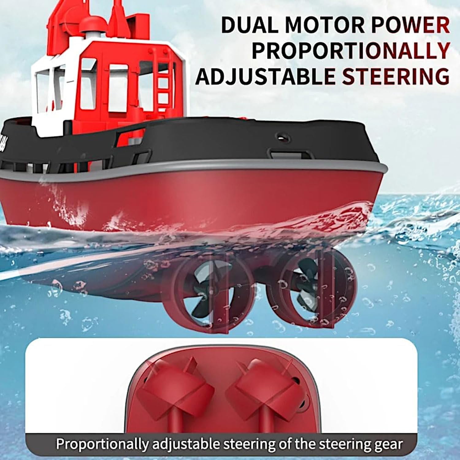 <new_title>POCO DIVO Cartoon Tugboat RC Boat Harbor Work Ship 2.4Ghz Radio Remote Control LED Night Sailing</new_title>