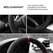 Alfanxi Hand Stitch Steering Wheel Cover Alcantara Material for BMW 1 SERIES/3 SERIES/ X1-Red Stripe with Dots