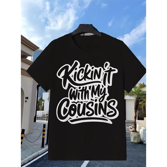 Unisex Casual Short Sleeve Kickin It With My Cousins Graphic T-Shirt