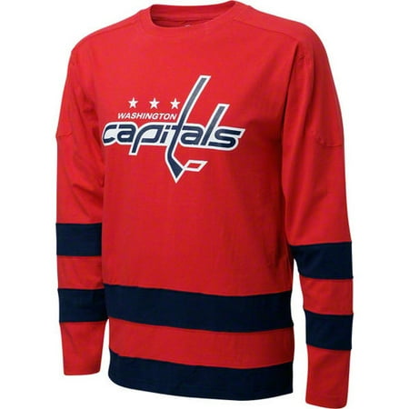 NHL - Washington Capitals Long Sleeve T-Shirt: Knights Apparel Color Blocked Primary Logo Long Sleeve T-Shirt