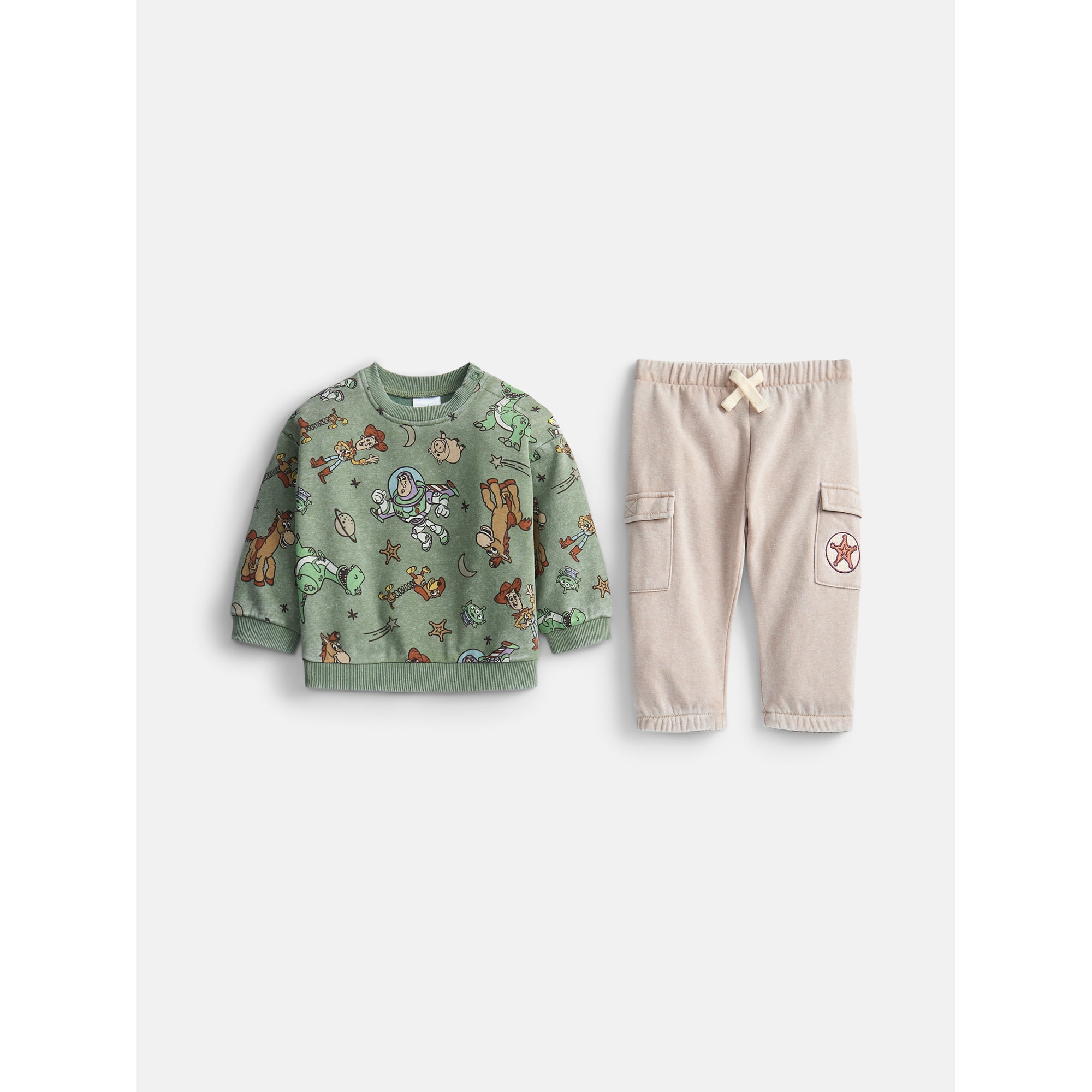 Toy Story Baby Boys' Crewneck Sweatshirt and Cargo Joggers Set, 2-Piece, Sizes 0/3M-24M